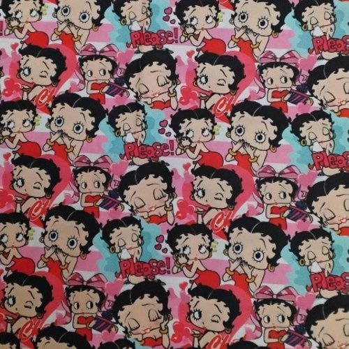 Tissu fin coton , léger , betty bisous , 140 /50 cm haut