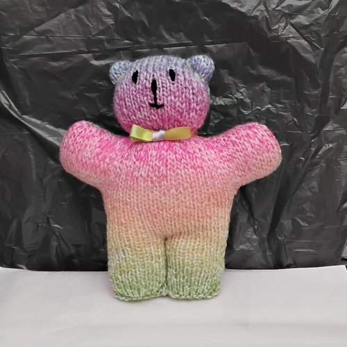 Nounours , peluche , multicolore , acrylique , rembourré , 20 cm haut , tricot
