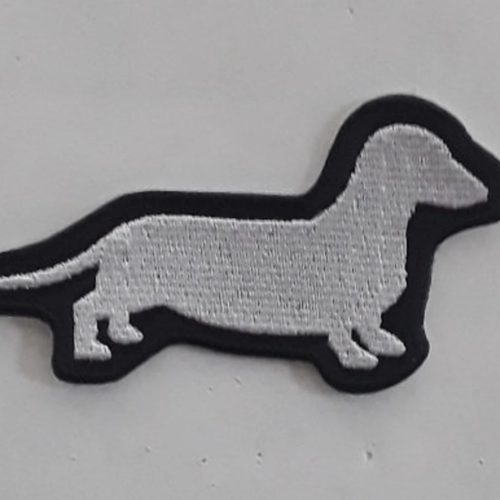 Patch , thermocollant , teckel , broder , blanc, 9/5 cm