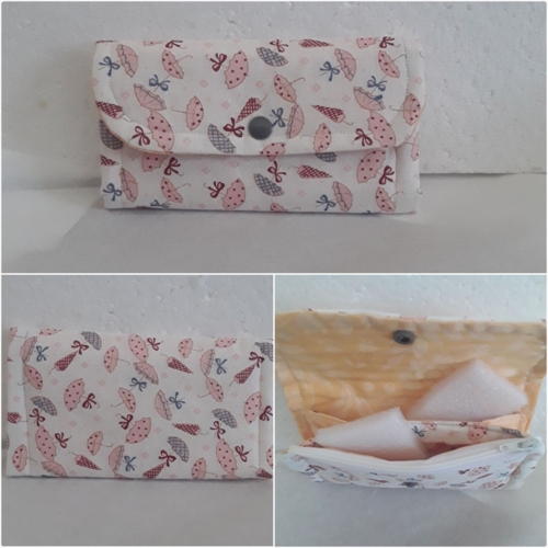Pochette , porte cartes , porte feuilles , coton matellasé , 16 / 9 cm