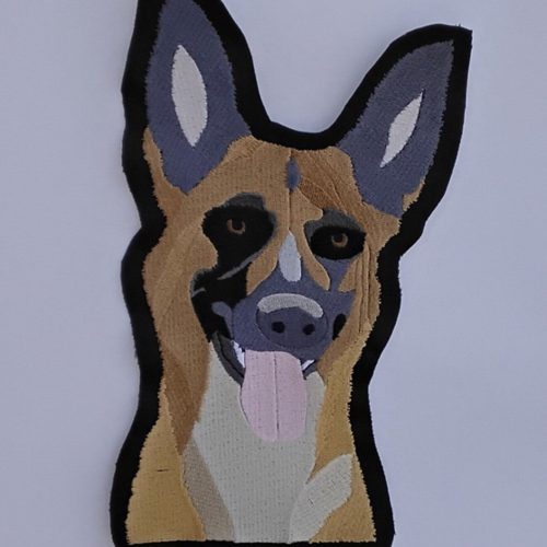 Patch , écusson , malinois , chien , broder thermocollant , 25.5 cm h / 11.5 cm l
