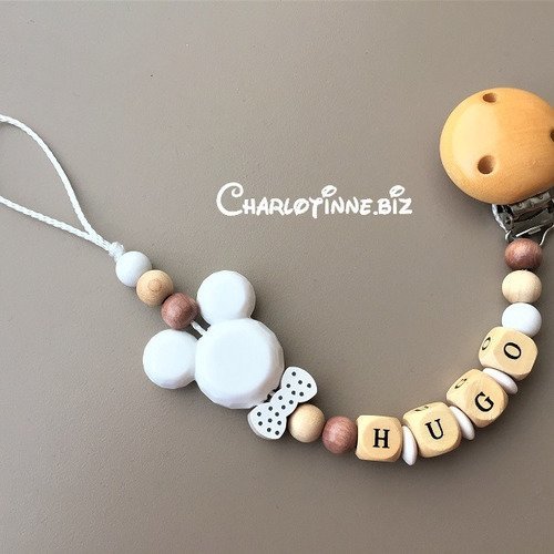 Attache tétine mickey à personnalisé