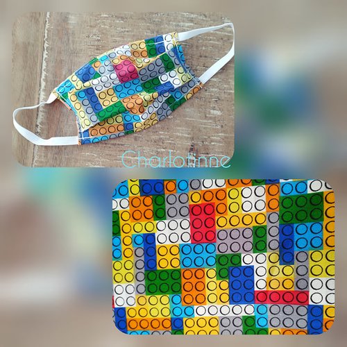 Masque de protection pour enfants en tissus motif lego