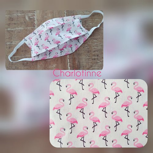 Masque de protection pour enfants en tissus motif flamant rose