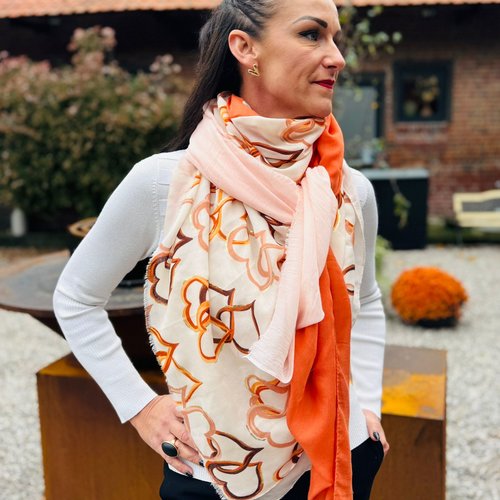 Foulard 4 pans love orange