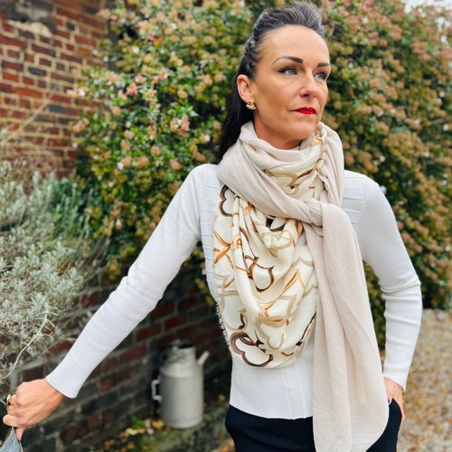 Foulard 4 pans love brown