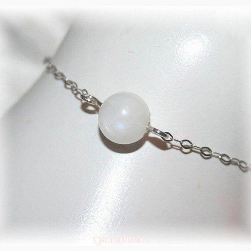Bracelet pierre de lune, argent 925, bijoux mariage mariée minimaliste discret perle naturelle blanche