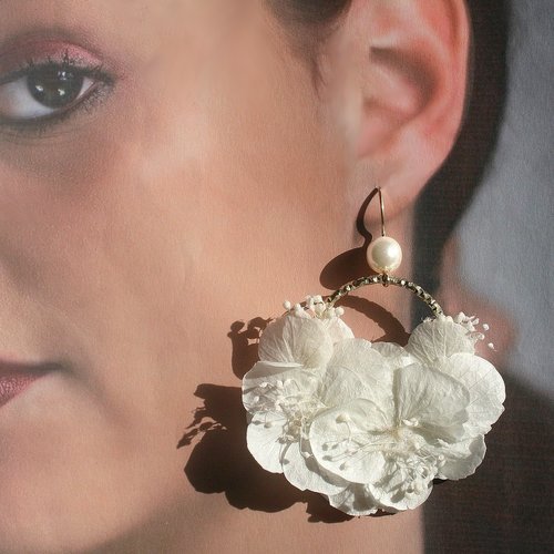 Créoles boucles d'oreilles fleurs "eva" *  bijoux mariage dorés personnalisables