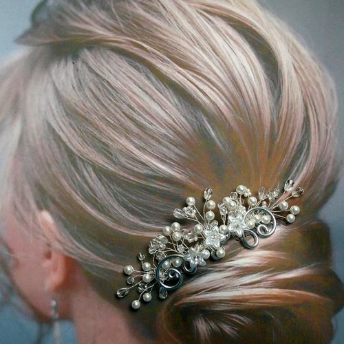Grand peigne bijou de cheveux bouquet de perles olivia * accessoire de coiffure mariage vigne de cheveux