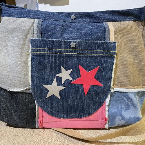 Sac patchwork de jean avec poche intérieure