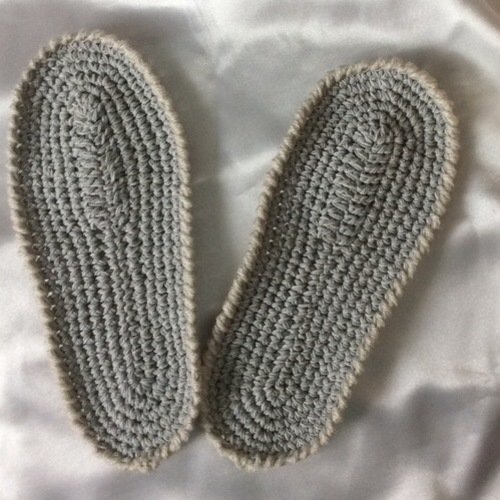 Semelles pour chaussures au crochet fait main de coton bio