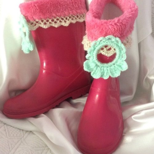 Bottes pour petite princesse avec chaussettes,décor acrylique au crochet fait main,vintage
