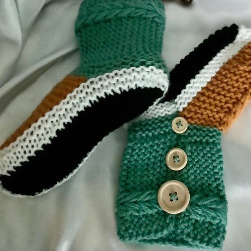 Chaussons-  bottes es d’intérieur en tricot fait main pour femme ,fille