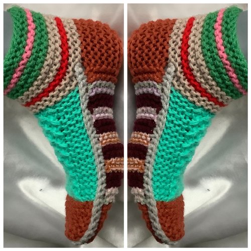 Chaussettes chaussons en grosse laine tricotée - lot de 2 paires