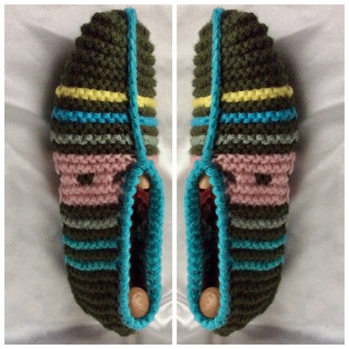 Chaussons pantoufles en tricot , acrylique multicolore doux avec laine,pour femme