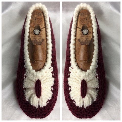 Chaussons - pantoufles en  tricot , acrylique  doux avec laine,pour femme