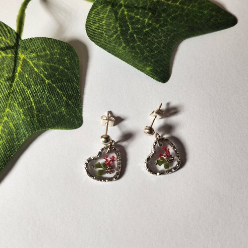 Boucle d'oreille fleurs séchées