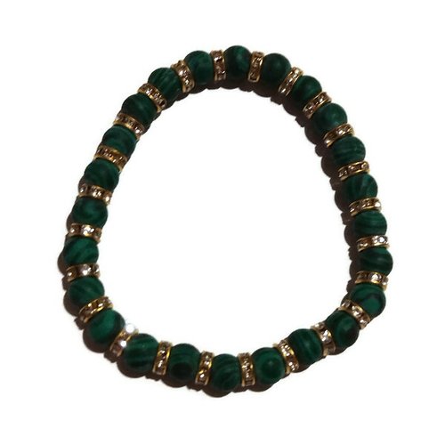 Bracelet en perles vertes et dorées