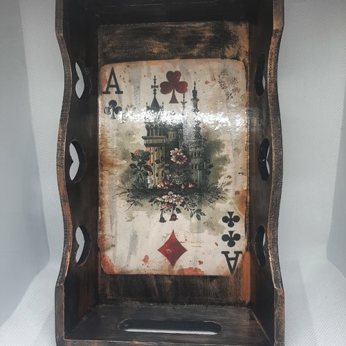 Plateau en bois vintage "carte royale"