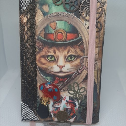 Carnet steampunk "chat du chapelier"