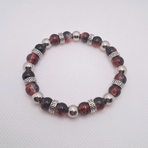 Bracelet en perles "braises d'argent"
