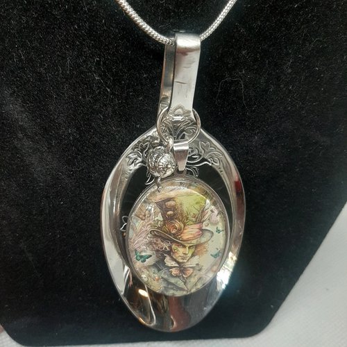 Collier acier inoxydable "chapelier fou"