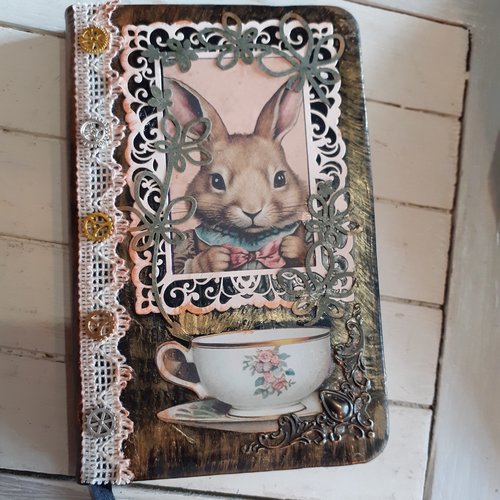 Carnet "le thé du lapin curieux", création artisanale