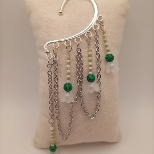 Tour d'oreille "fleur lotus vert" fantasy