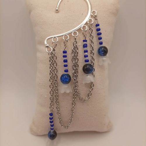 Tour d'oreille "fleur lotus bleu", fantasy