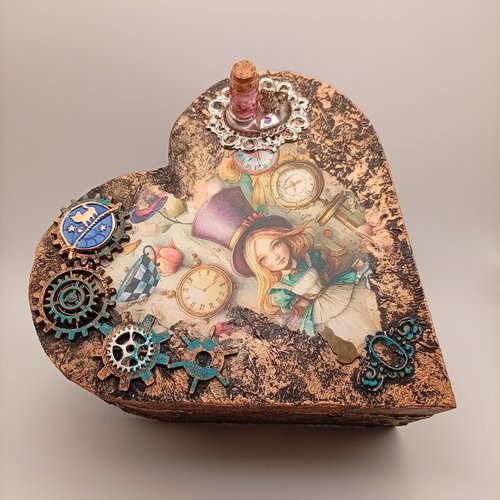 Boîte cœur "alice", steampunk