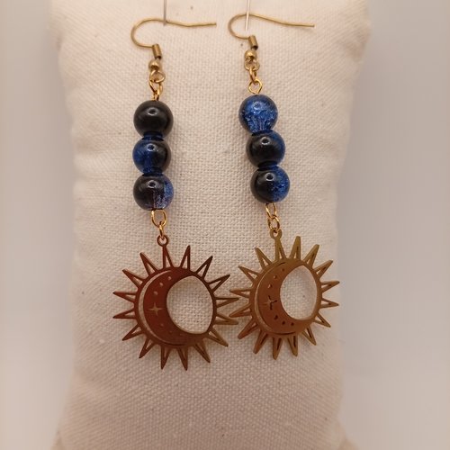Boucles d'oreilles pendantes acier inoxydable doré