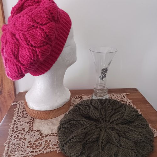 Beret feuille au crochet