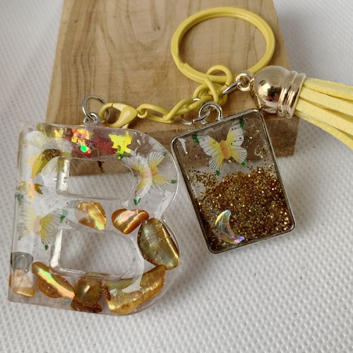 Bijoux de sac, porte clé alphabet  lettre b  en resine