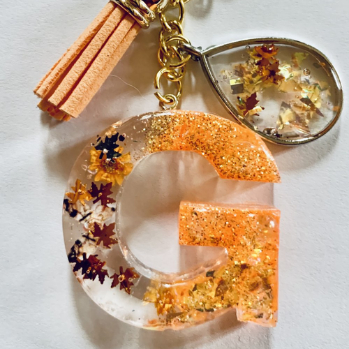 Porte clé alphabet  lettre g  en resine