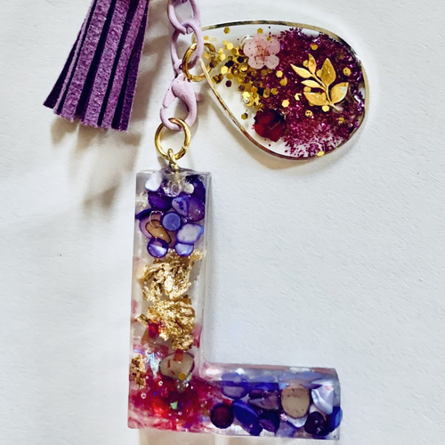 Porte clé alphabet  lettre  l  en resine