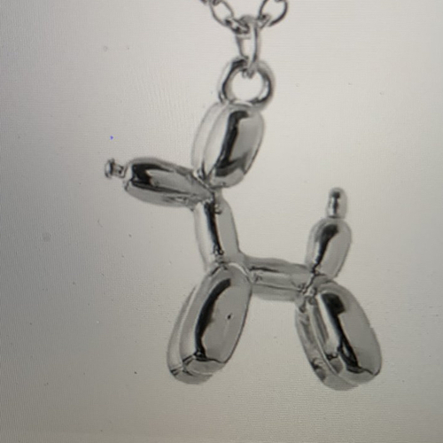 Chien ballon sur pendentif  ras de cou  argenté