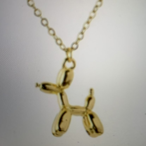 Chien ballon sur pendentif  ras de cou plaqué or