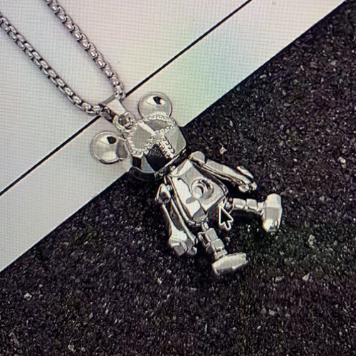 Ourson  articulé style robot, sur  pendentif argenté