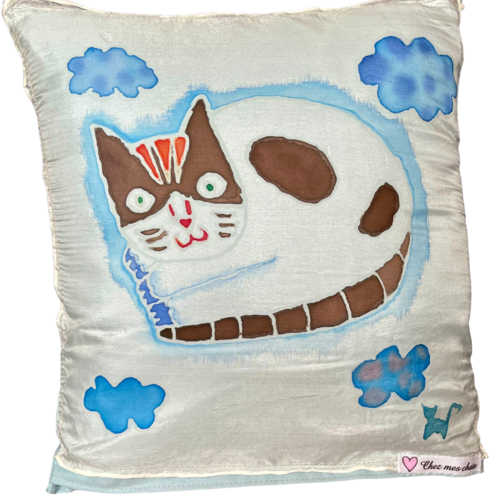 Coussin en soie et coton