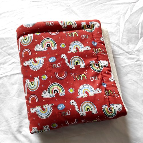 Plaid naissance petit modèle - dinosaures marron