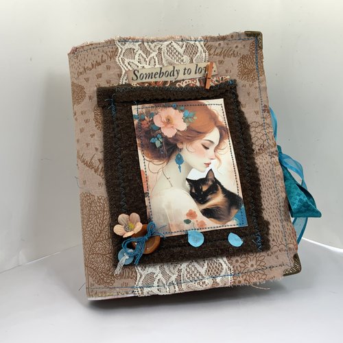 Junk journal album scrapbooking vieilli avec trois signatures 48 pages orange et turquoise