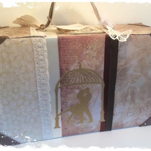 Urne de mariage vintage en forme de valise assortie au livre d'or "forever" commande 