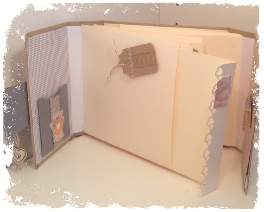 album scrapbooking mariage ou naissance multipochettes en lin