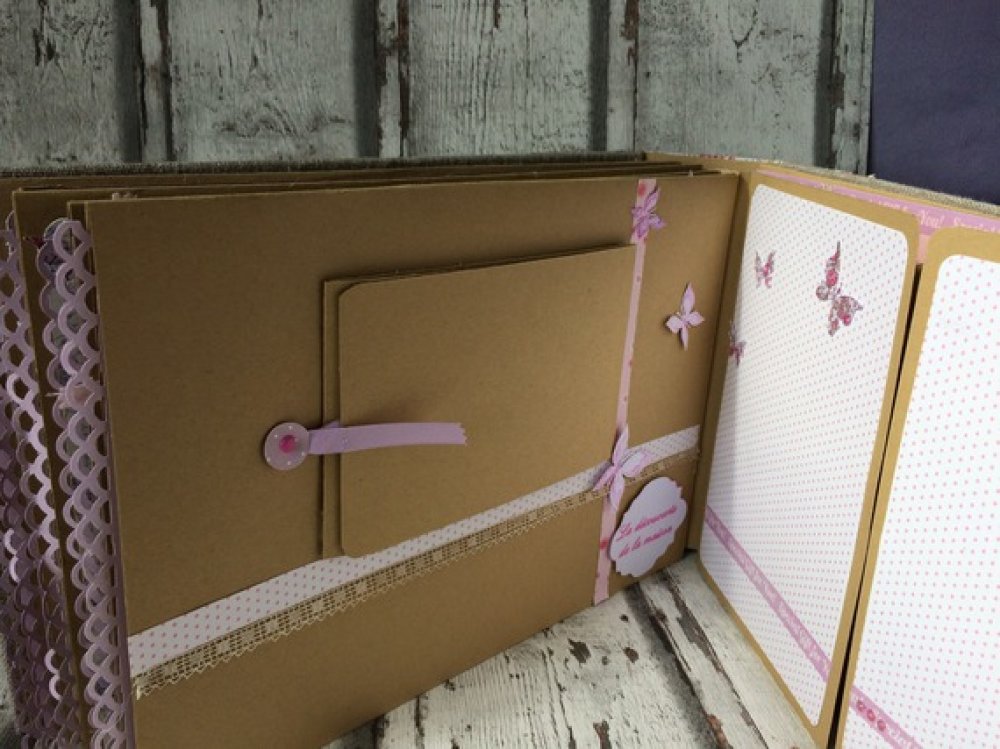 album scrapbooking mariage ou naissance multipochettes en lin