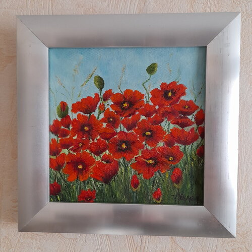 Coquelicot peinture fleurs des champs peinture à l huile sur toile-art floral coquelicot-décor intérieur champétre-cadeau petir art