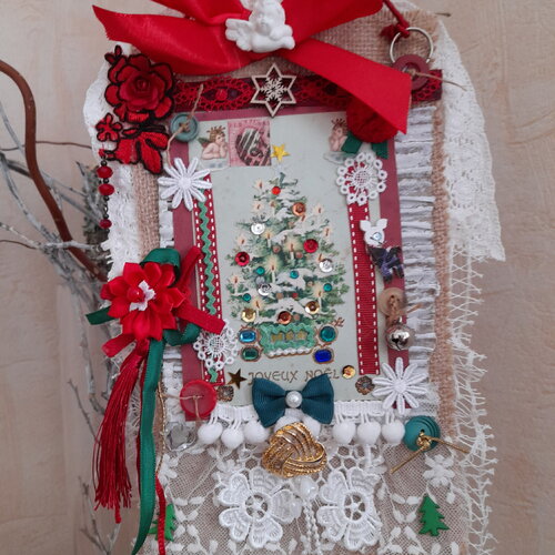 Décor victorien dentelle shabby-carte voeux personnalisée fait main décor journal orné ooak indésirable pacotilles miteux-cadeau à suspendre