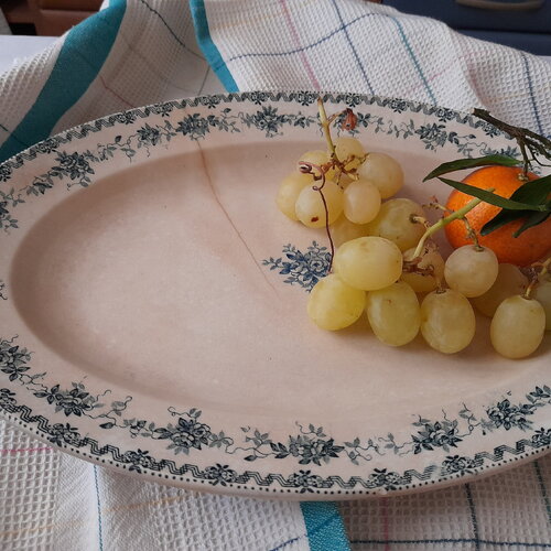 Plat ovale service légumier-manufacture terre de fer-argenton-années 1900-30 plat vintage en l'état avec fel-rare amour charme brocante