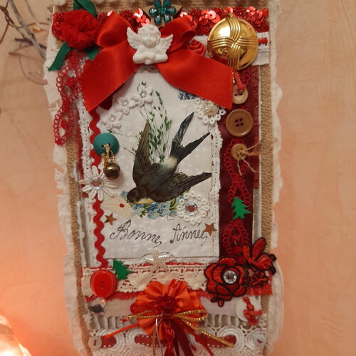 Décor noél à suspendre sapin fait main-art carte centenaire jornal indésirable minable pacotilles miteux-carte personnalisée décor noel