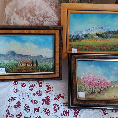 Paysage rural en provence peint à l huile sur carton entoilé-impressionnisme-paysage champétre-cadeau papa-cadeau crémaillére petit budjet