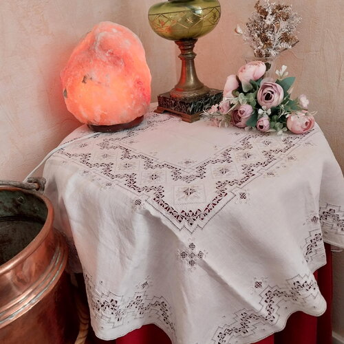 Nappe rare somptueuse broderie de madère-centre de table invitation au jardin pour le thé gâteau anniversaire mariage-cadeau décor shabby